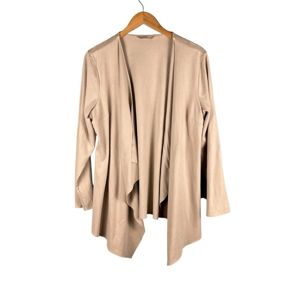Soft Surroundings Women's Size XL Cream Faux Suede Waterfall Cardigan Jacket - Picture 1 of 6